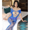 Criss-Cross and Lace Blue Bodystocking