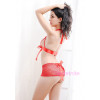 Open Cup Stretch Lace Red Bra Set
