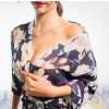 Chiffon with Floral Blue Robe Set 