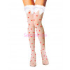 Ruffle Lace Red Heart Sheer Thigh High Stockings