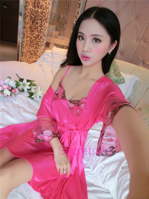 Silky Charmeuse Rose Pink Robe Beautiful Chemise 