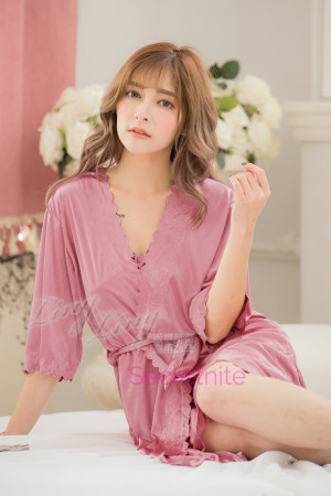 Deluxe Satin Pink Robe Beautiful Chemise